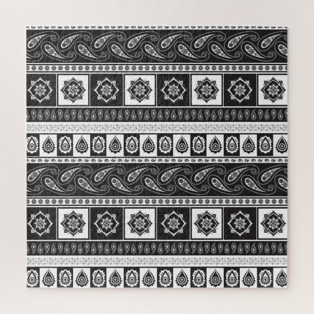 Ethnic Black White: Timeless Pattern Jigsaw Puzzle (Vertical)
