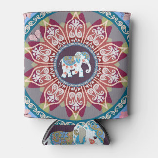 Ethnic blanket, mandala, paisley border. can cooler