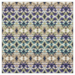 Ethnic blue, beige ikat  fabric