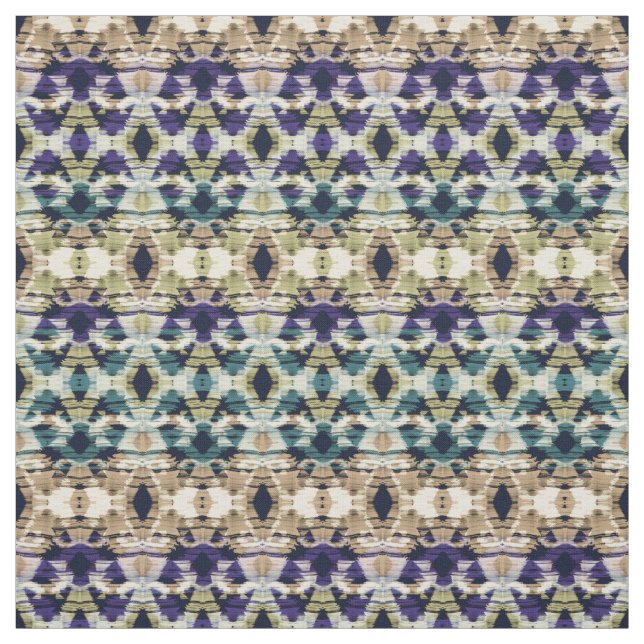 Ethnic blue, beige ikat  fabric (Swatch)