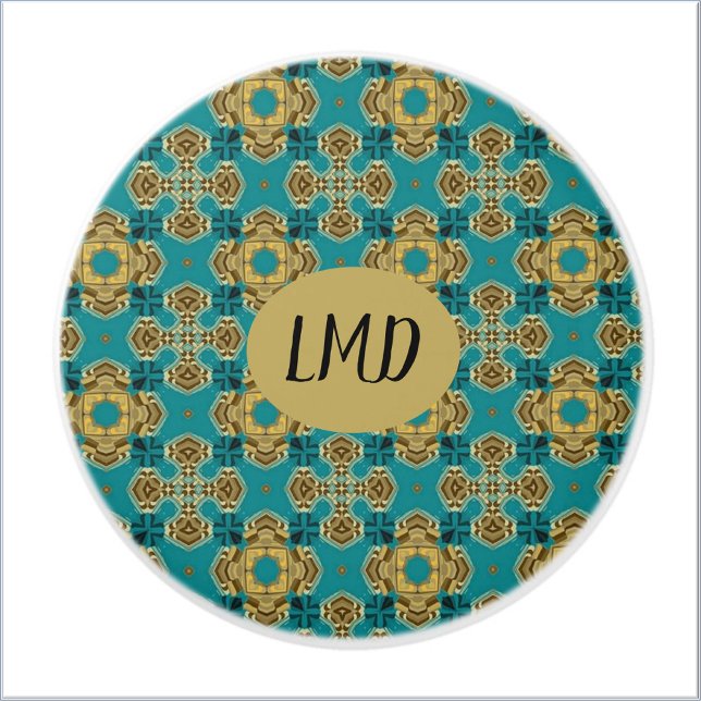 Ethnic Blue Green Moroccan Tile Ceramic Knob (Creator Uploaded)