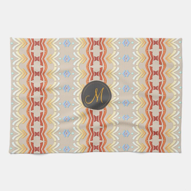 Ethnic bohemian style geometric pattern. tea towel (Horizontal)