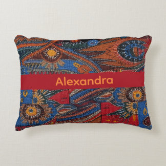 Ethnic Boho Colorful Pattern Red Blue & Gold Decorative Cushion