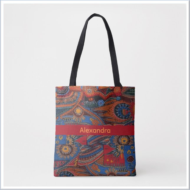Ethnic Boho Colorful Pattern Red Blue & Gold Tote Bag (Creator Uploaded)