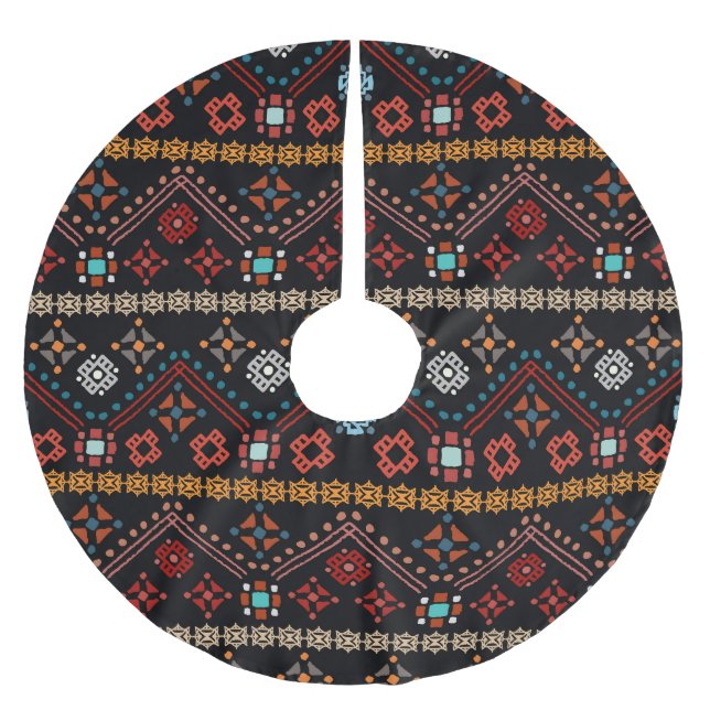 Ethnic Boho: Colourful Tribal Seamless. Brushed Polyester Tree Skirt (Front)