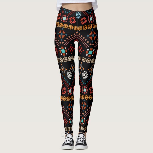 Ethnic Boho: Colourful Tribal Seamless. Leggings (Front)