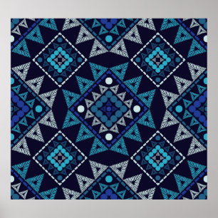 Ethnic Boho Embroidery Seamless Pattern Poster