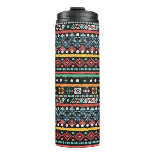 Ethnic Boho: Geometric Pixel Print Thermal Tumbler