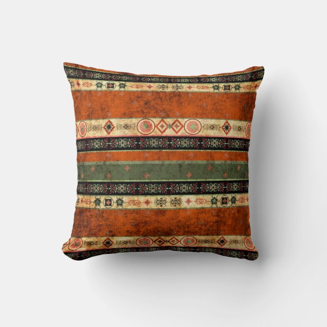 Ethnic Boho Grunge, Colourful Pattern. Cushion (Front)