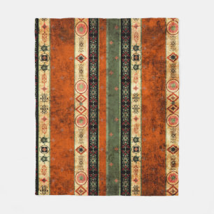 Ethnic Boho Grunge, Colourful Pattern. Fleece Blanket