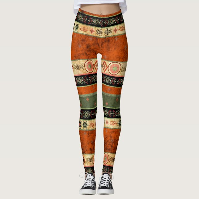 Ethnic Boho Grunge, Colourful Pattern. Leggings (Front)