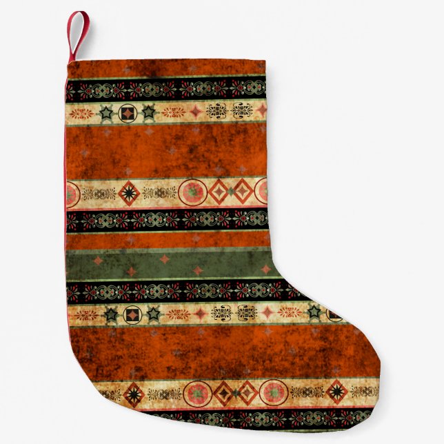 Ethnic Boho Grunge, Colourful Pattern. Small Christmas Stocking (Front)