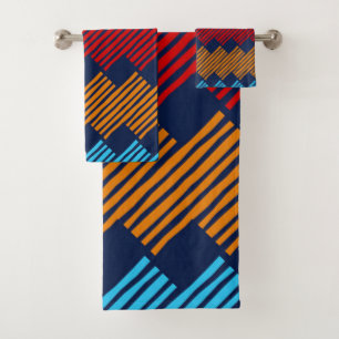 Ethnic Boho Pattern Lace Embroidery on Fabric Bath Towel Set