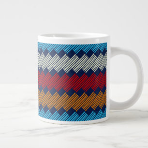 Ethnic Boho Pattern Lace Embroidery on Fabric Large Coffee Mug