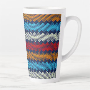 Ethnic Boho Pattern Lace Embroidery on Fabric Latte Mug