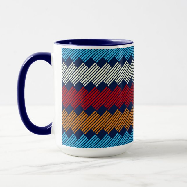 Ethnic Boho Pattern Lace Embroidery on Fabric      Mug (Left)