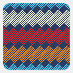 Ethnic Boho Pattern Lace Embroidery on Fabric     Square Sticker