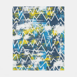 Ethnic boho seamless pattern. Zigzag pattern. Scri Fleece Blanket
