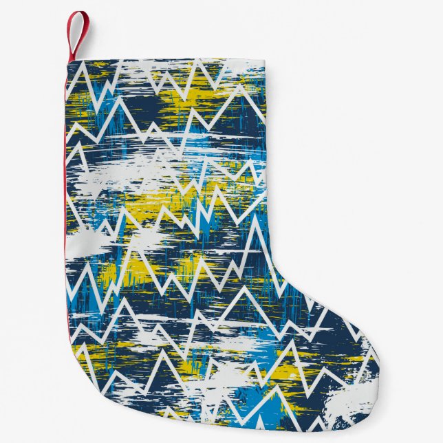 Ethnic boho seamless pattern. Zigzag pattern. Scri Small Christmas Stocking (Front)