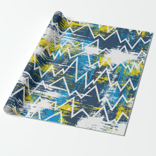 Ethnic boho seamless pattern. Zigzag pattern. Scri Wrapping Paper