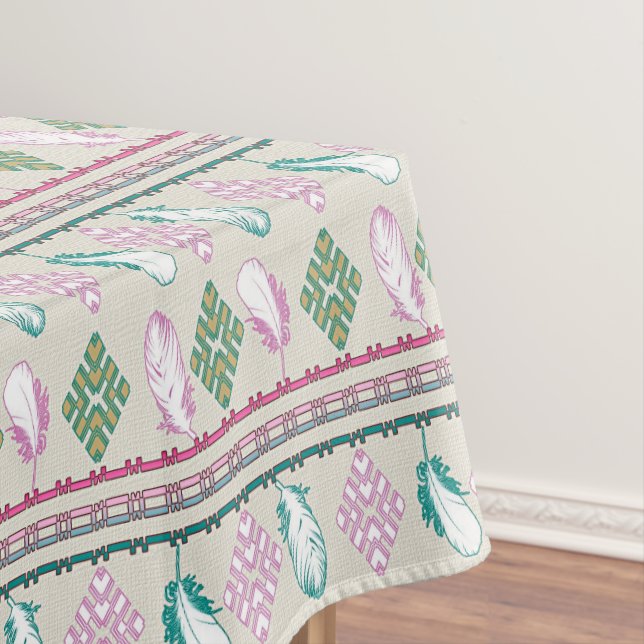 Ethnic boho Style Feathers Tablecloth (In Situ)