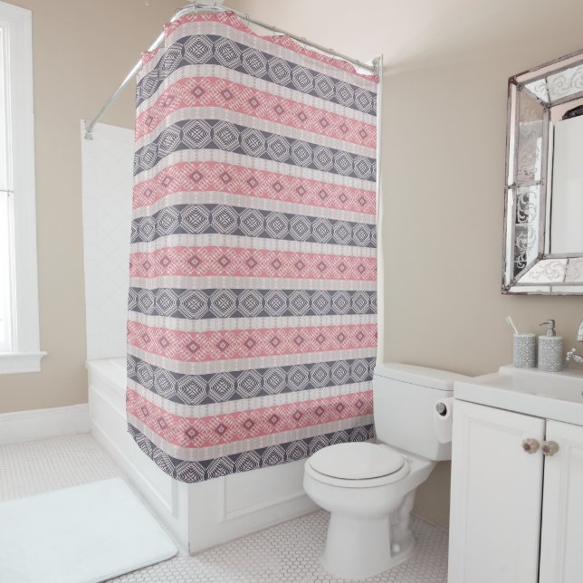 Ethnic boho style striped pattern. shower curtain (In Situ)