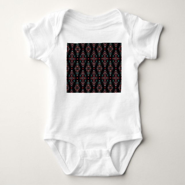 Ethnic Boho Tiles: Vintage Seamless Pattern Baby Bodysuit (Front)