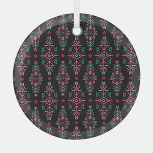 Ethnic Boho Tiles: Vintage Seamless Pattern Glass Tree Decoration