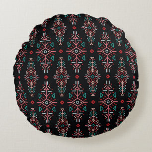 Ethnic Boho Tiles: Vintage Seamless Pattern Round Cushion