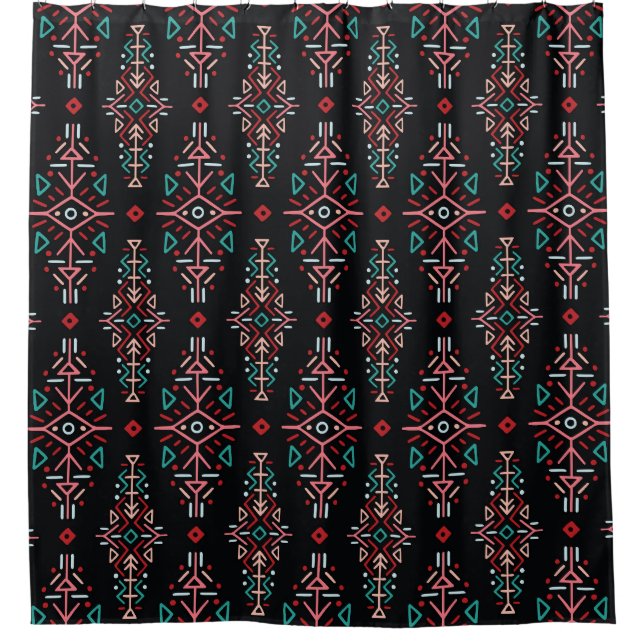 Ethnic Boho Tiles: Vintage Seamless Pattern Shower Curtain (Front)