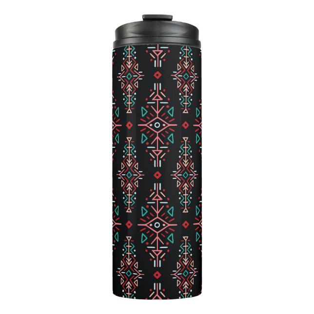 Ethnic Boho Tiles: Vintage Seamless Pattern Thermal Tumbler (Front)