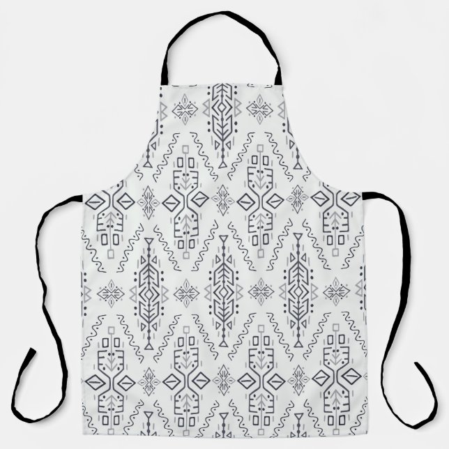 Ethnic Boho: Trendy Hand-Drawn Seamless. Apron (Front)
