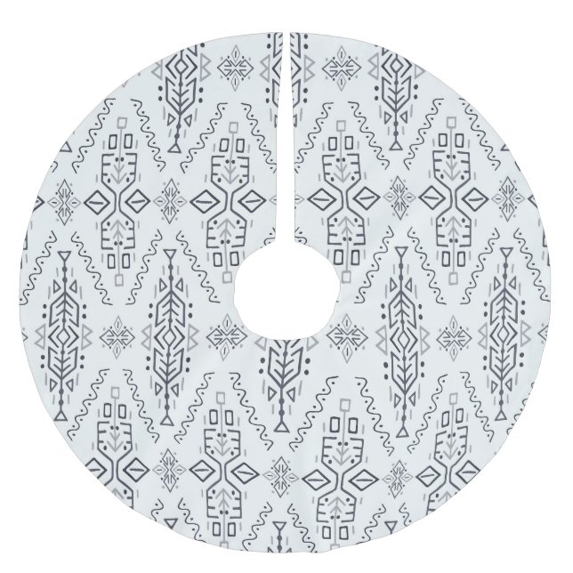 Ethnic Boho: Trendy Hand-Drawn Seamless. Brushed Polyester Tree Skirt (Front)