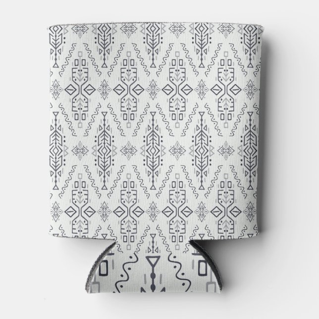 Ethnic Boho: Trendy Hand-Drawn Seamless. Can Cooler (Front)