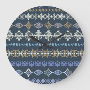 Ethnic boho: tribal art seamless. large clock