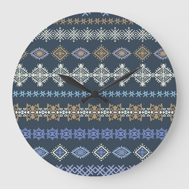 Ethnic boho: tribal art seamless. large clock (Front)