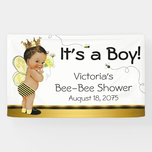 Ethnic Boy Bee Baby Shower Banner (Horizontal)
