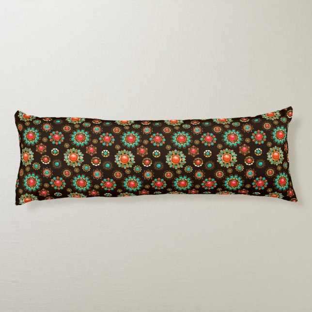 Ethnic Brooches Seamless Pattern Body Cushion (Back)