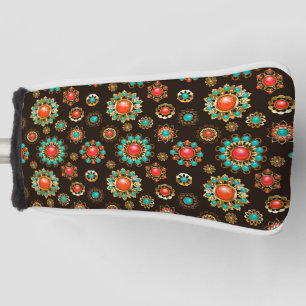 Ethnic Brooches Seamless Pattern Golf Head Cover