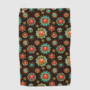 Ethnic Brooches Seamless Pattern Golf Towel