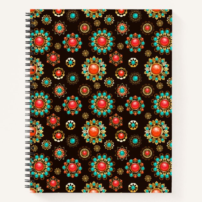 Ethnic Brooches Seamless Pattern Notebook (Front)