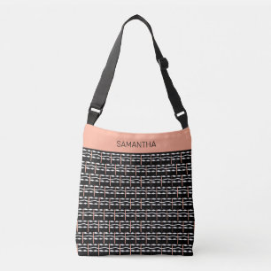 Ethnic Brown, Black and White African Pattern Crossbody Bag