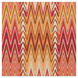 Ethnic Chevron Damask, Gold, Rust and Cream Fabric