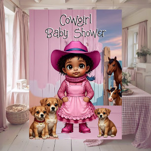 Ethnic Cute Cowgirl Baby Shower Pink Blue Animals Invitation