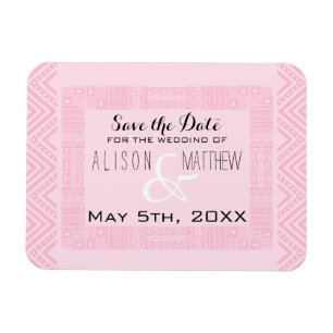 Ethnic Design Pink Wedding Save the Date Magnet
