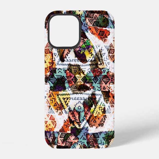 Ethnic design. Striped watercolor seamless pattern iPhone Case (Back)