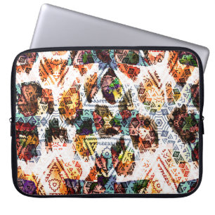 Ethnic design. Striped watercolor seamless pattern Laptop Sleeve