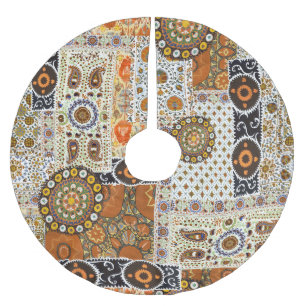 Ethnic Digital Abstract: Seamless Pattern Brushed Polyester Tree Skirt