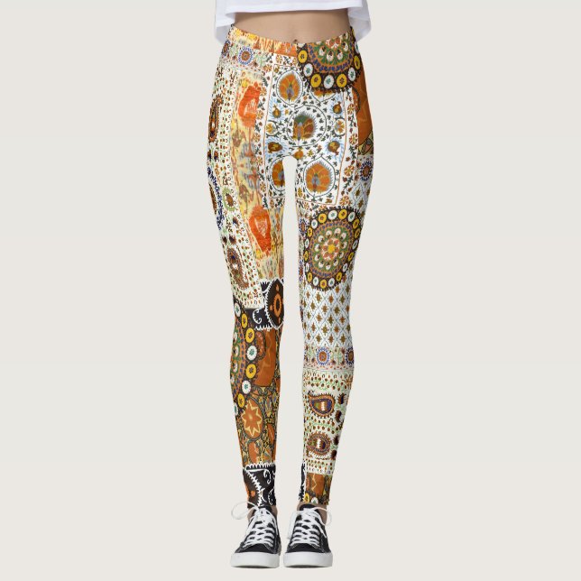 Ethnic Digital Abstract: Seamless Pattern Leggings (Front)