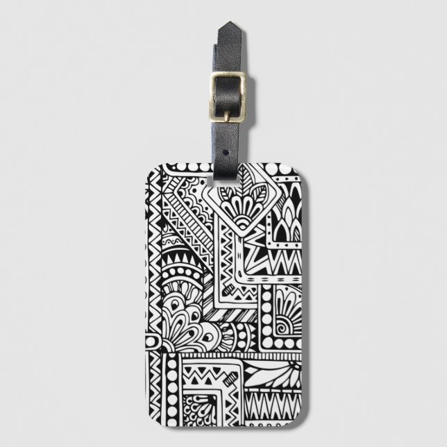 Ethnic Doodle Luggage Tag (Front Vertical)